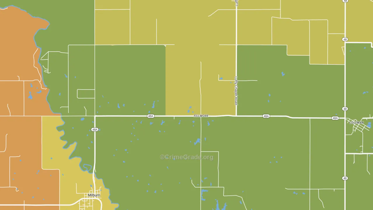 Fillmore, OK Map of Robbery Rates