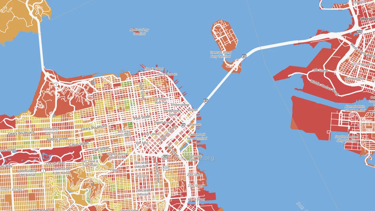 Financial District, San Francisco, CA Map of Robbery Rates