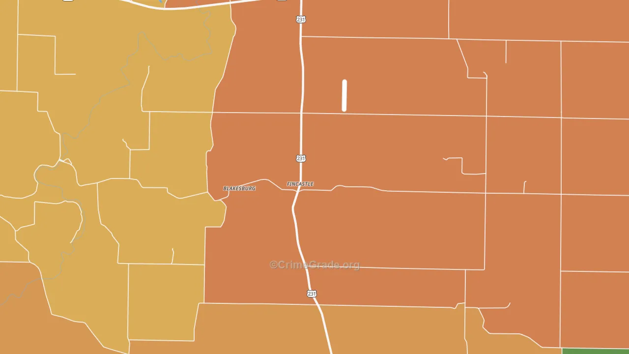 Fincastle, IN Map of Robbery Rates