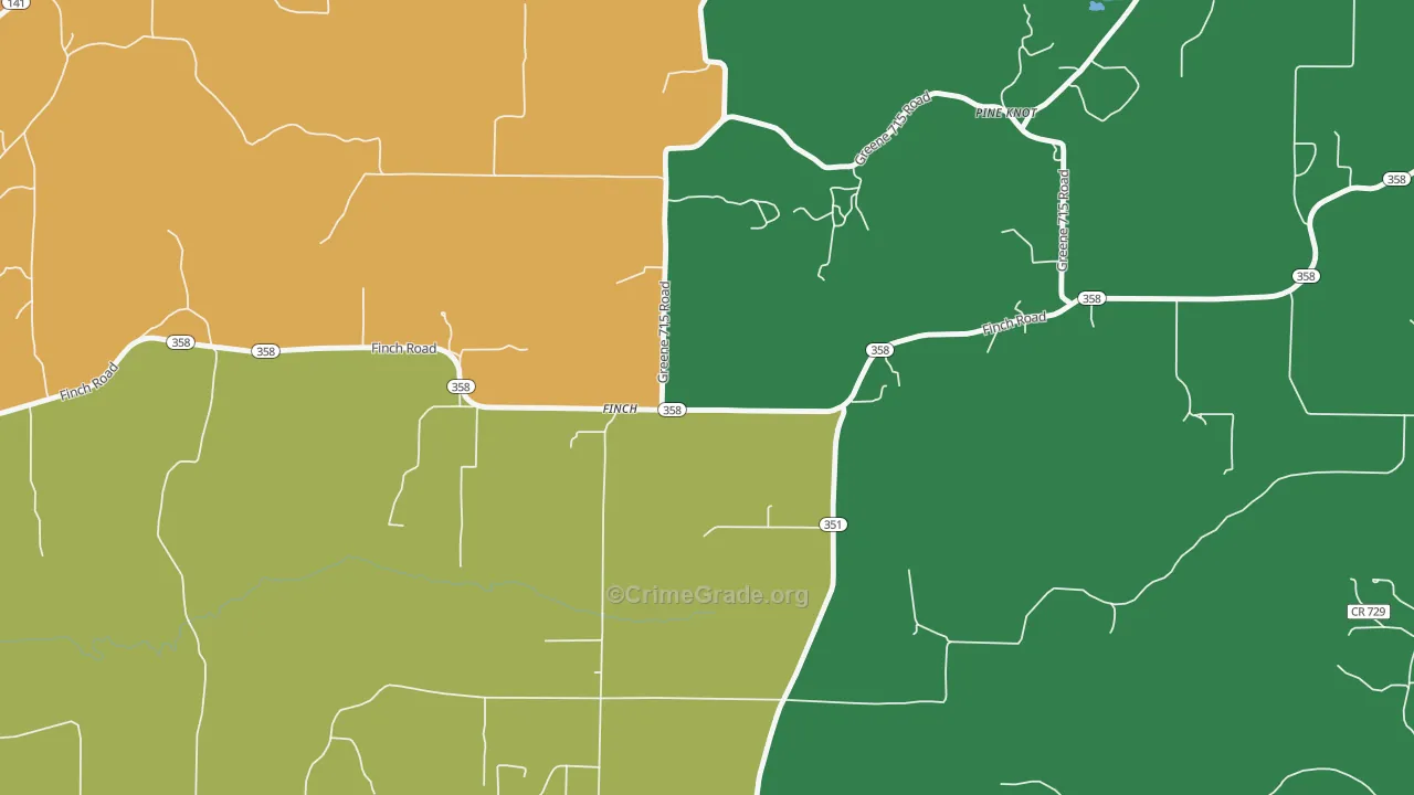 Finch, AR Map of Robbery Rates