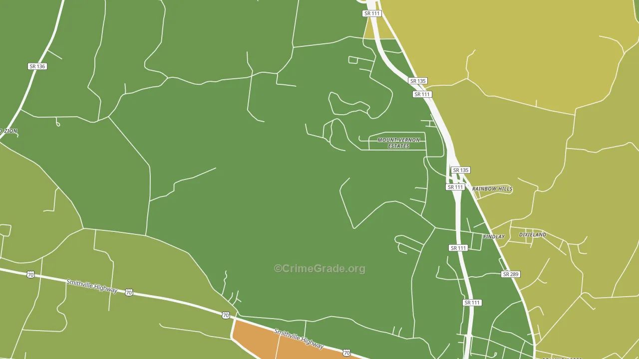 Findlay, TN Map of Robbery Rates