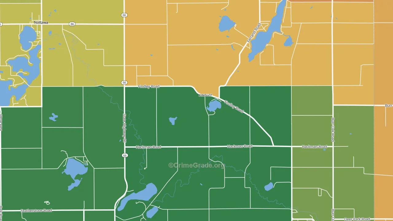 Findley, MI Map of Robbery Rates