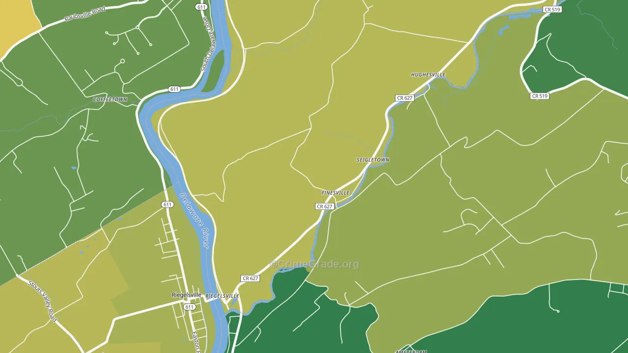 Finesville, NJ Map of Robbery Rates