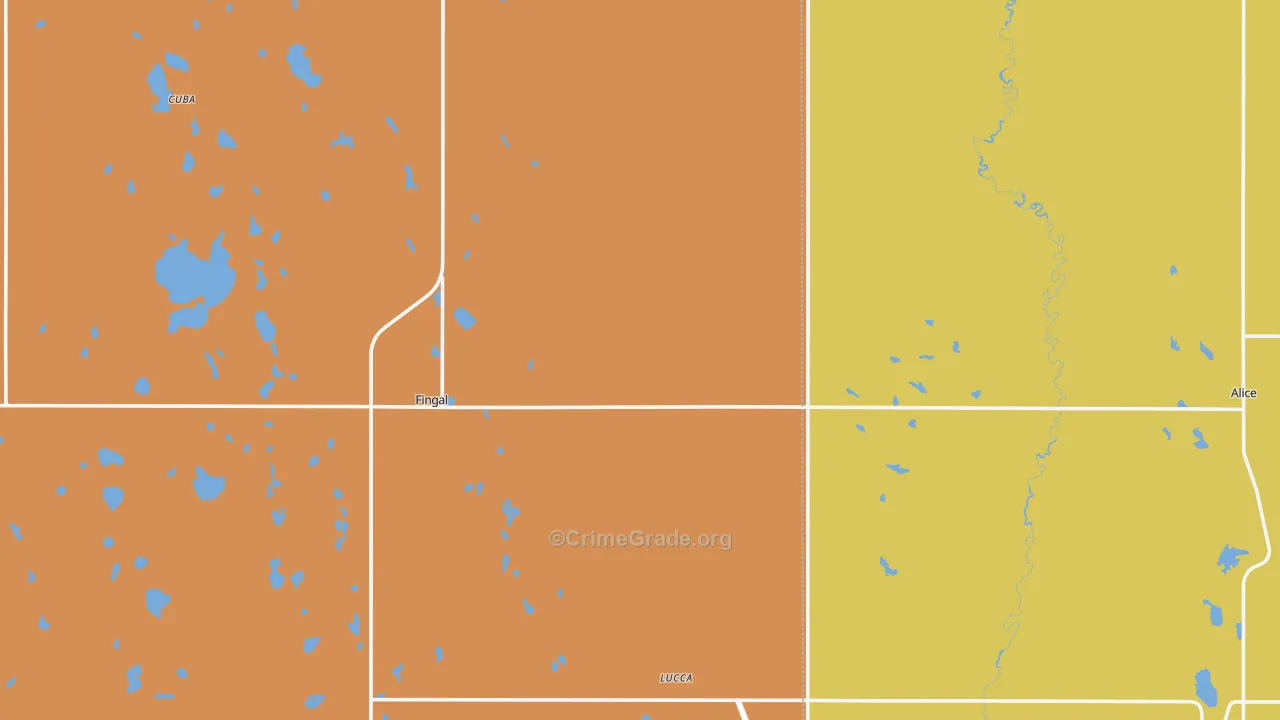 Fingal, ND Map of Robbery Rates