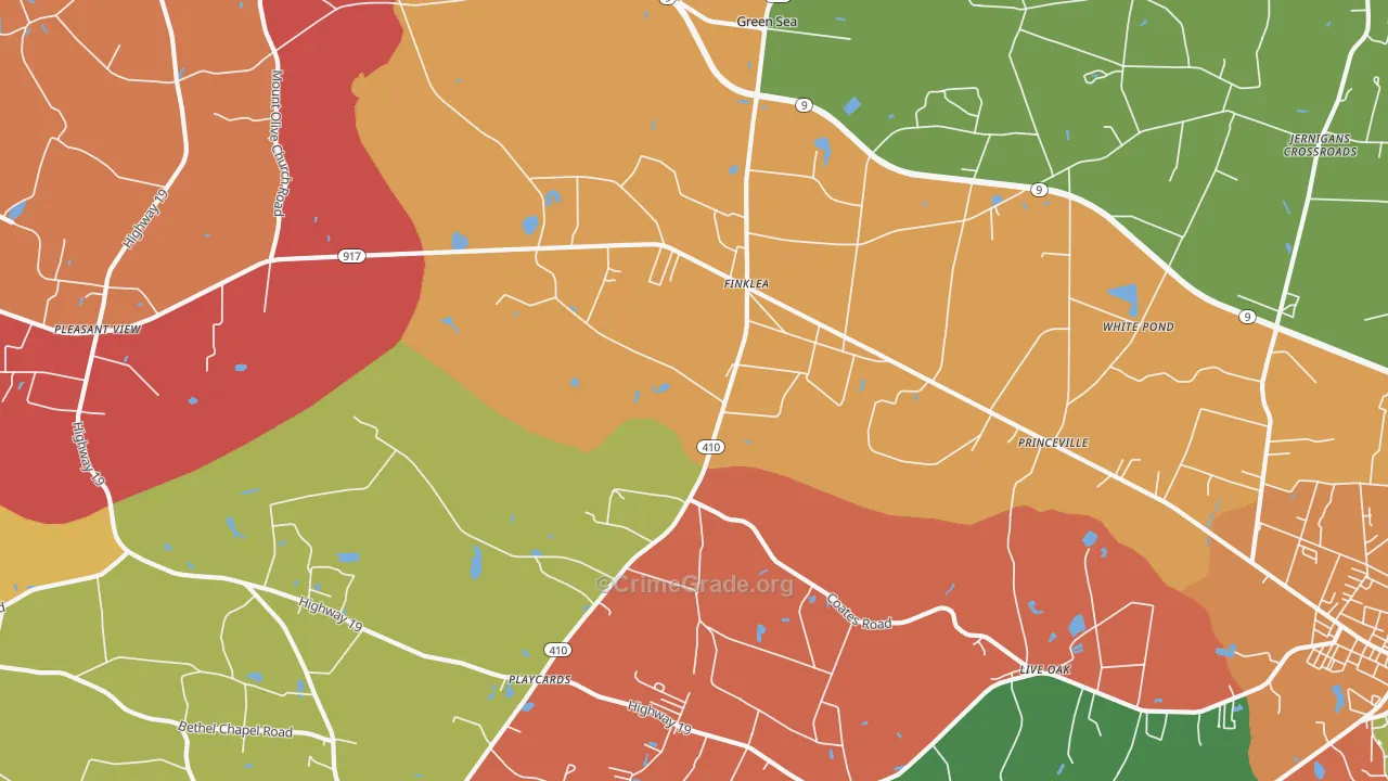Finklea, SC Map of Robbery Rates