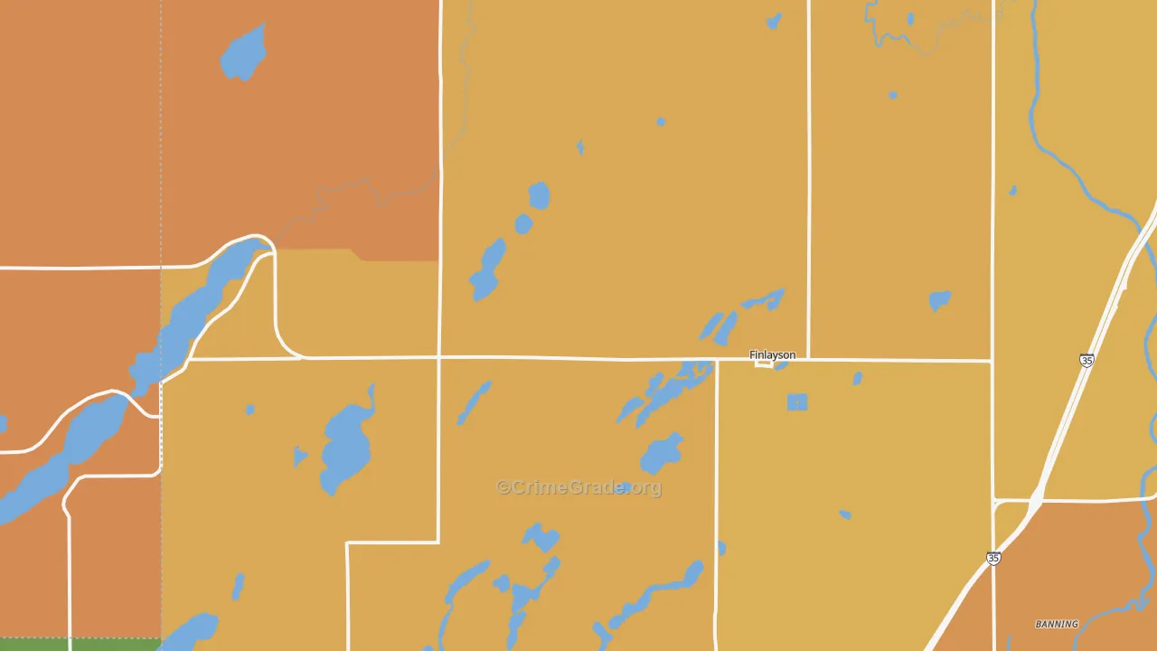 Finlayson, MN Map of Robbery Rates