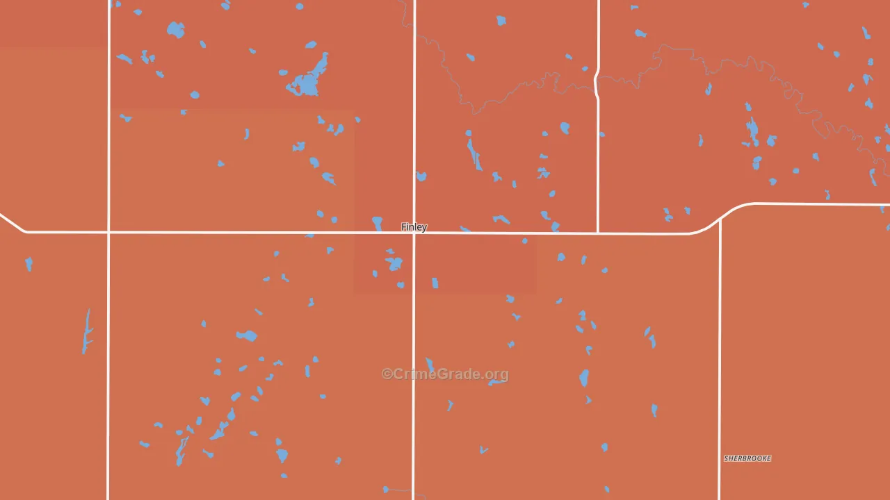 Finley, ND Map of Robbery Rates