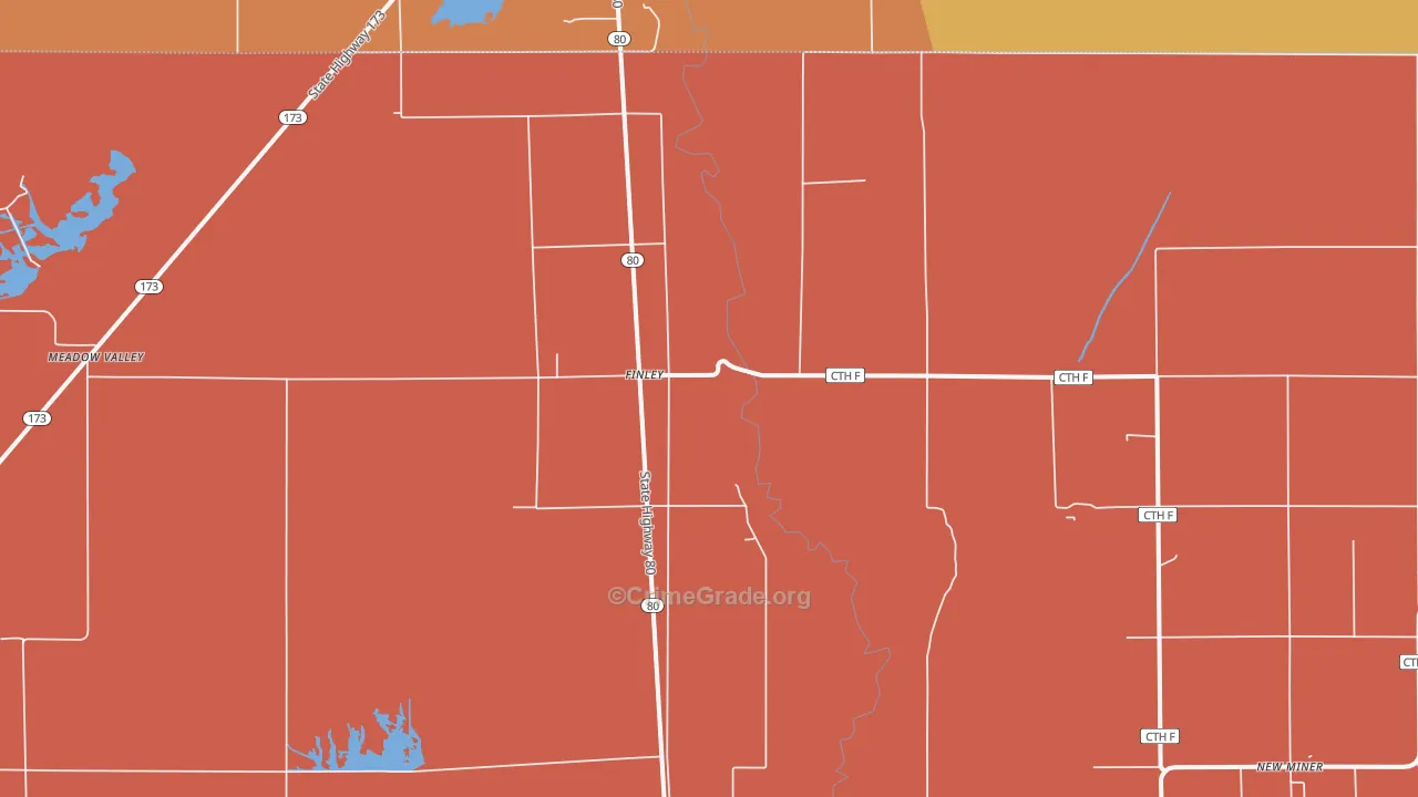 Finley, WI Map of Robbery Rates