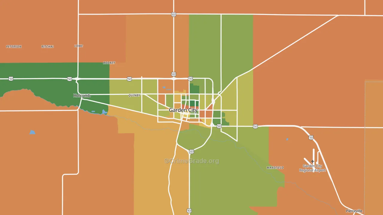 Finney County, KS Map of Robbery Rates