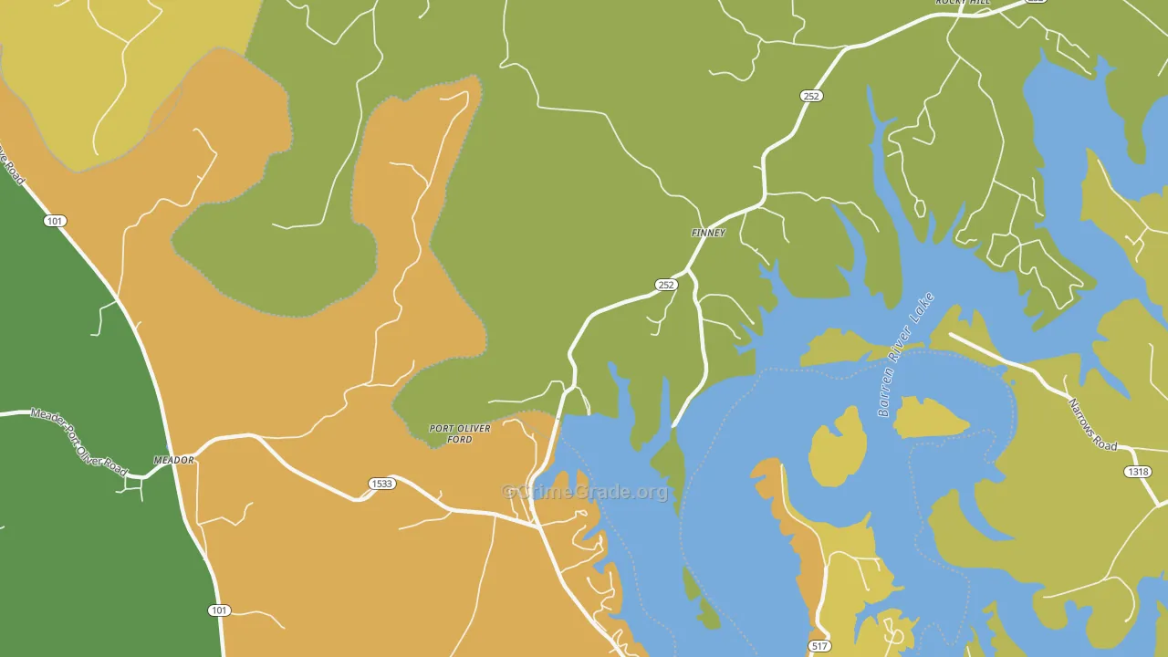 Finney, KY Map of Robbery Rates