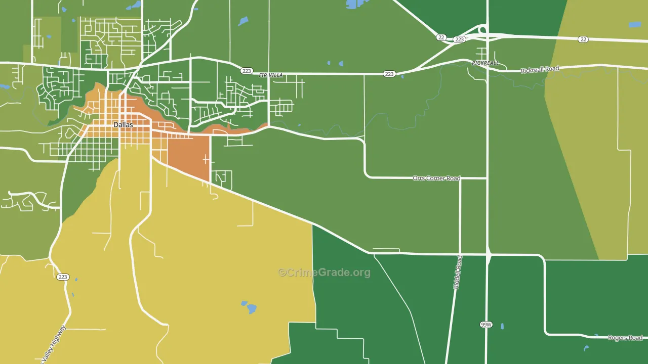 Fir Villa, OR Map of Robbery Rates