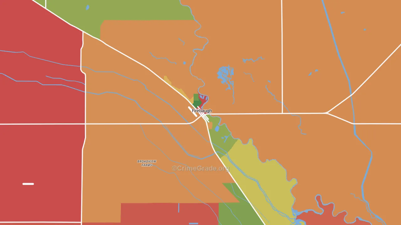 Firebaugh, CA Map of Robbery Rates