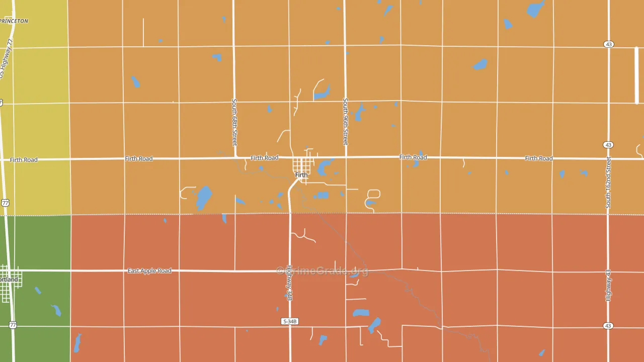 Firth, NE Map of Robbery Rates