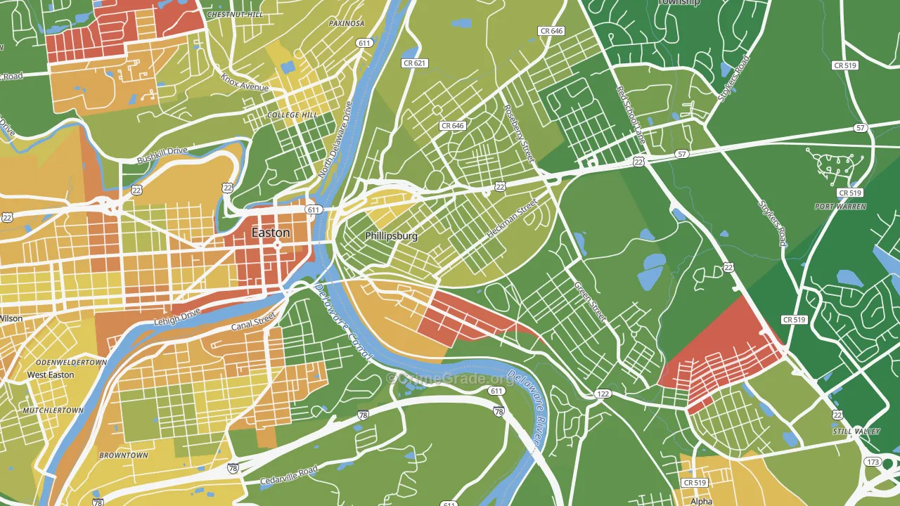 Firthtown, Phillipsburg, NJ Map of Robbery Rates