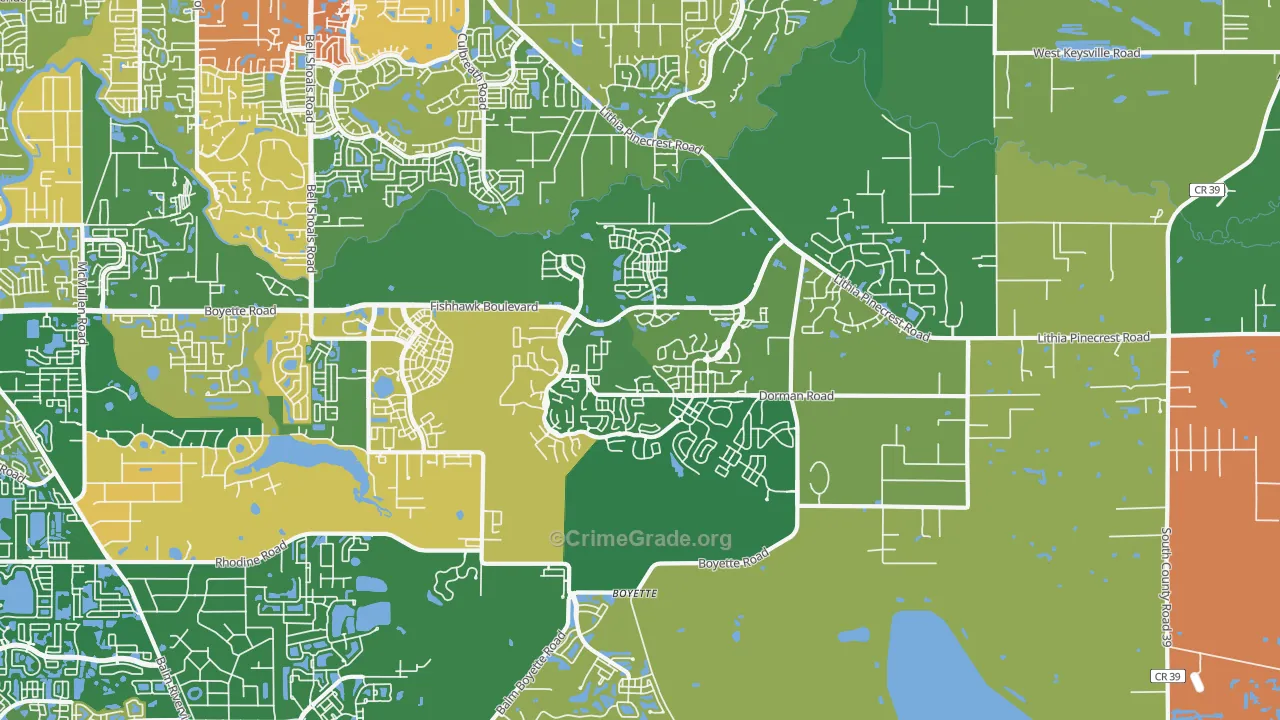 Fish Hawk, FL Map of Robbery Rates