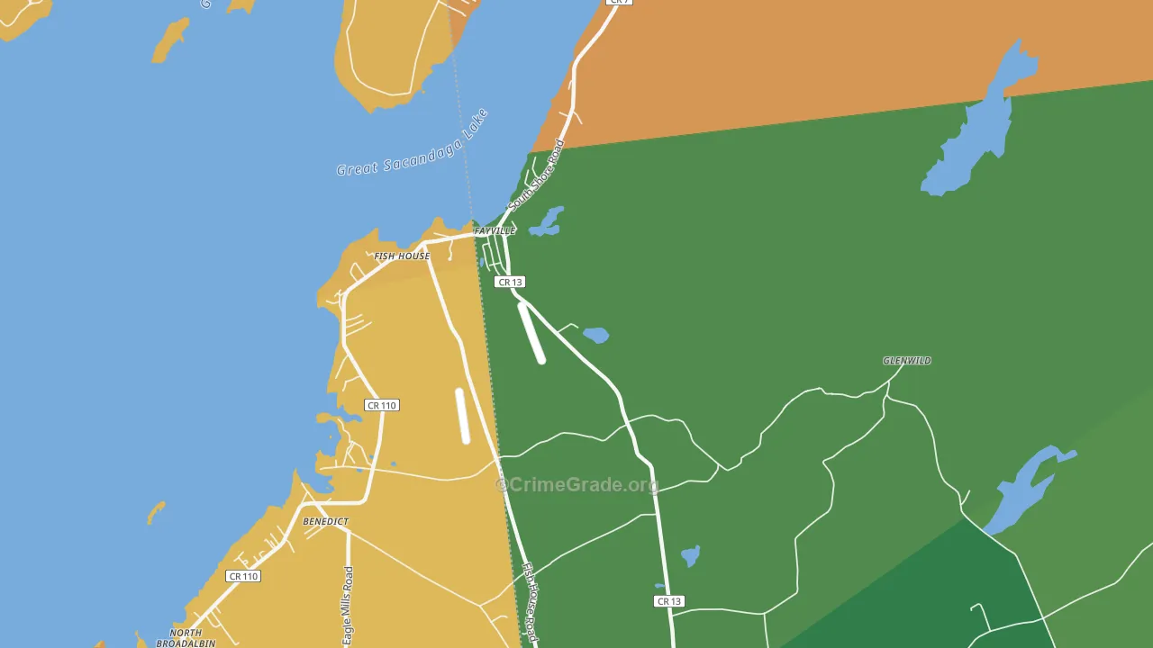 Fish House, NY Map of Robbery Rates