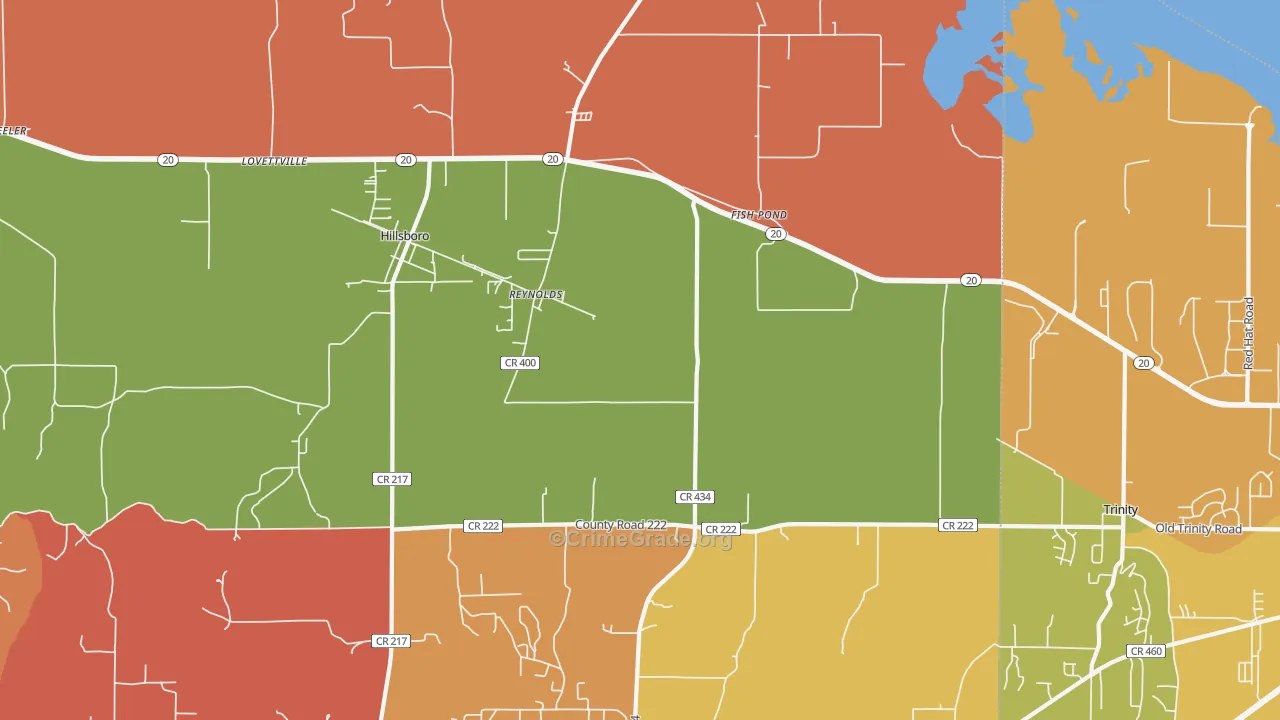 Fish Pond, AL Map of Robbery Rates