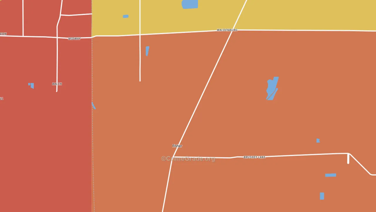 Fisher, AR Map of Robbery Rates