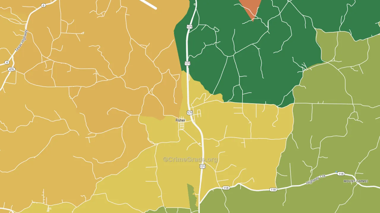 Fisher, LA Map of Robbery Rates