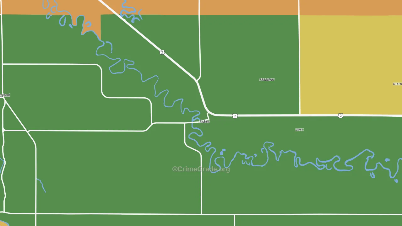 Fisher, MN Map of Robbery Rates