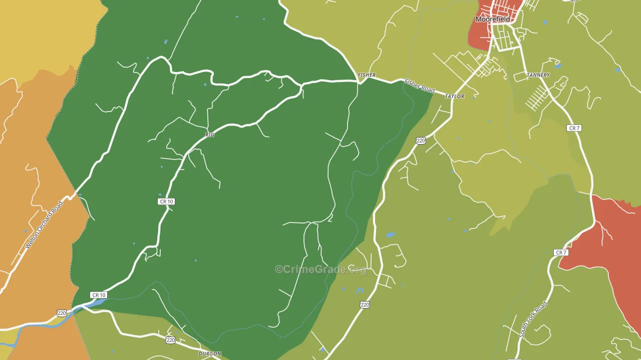 Fisher, WV Map of Robbery Rates