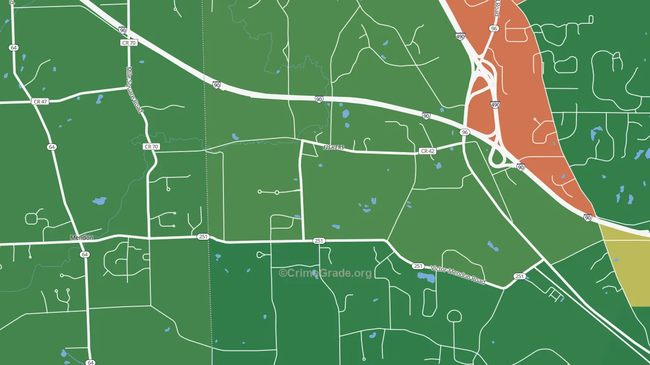 Fishers, NY Map of Robbery Rates