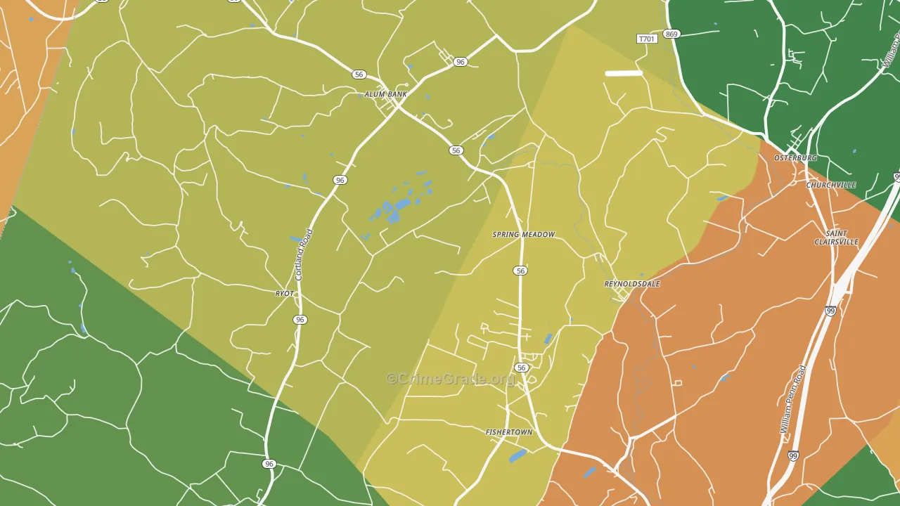 Fishertown, PA Map of Robbery Rates
