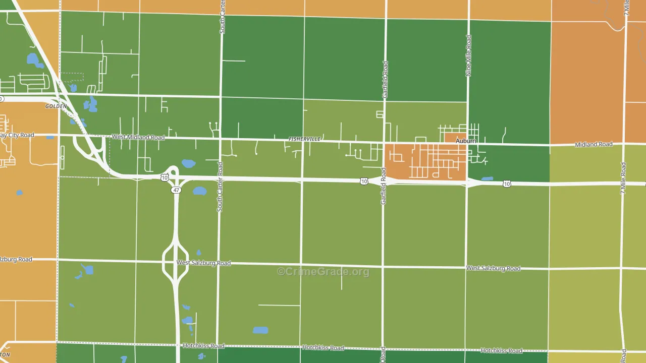Fisherville, MI Map of Robbery Rates