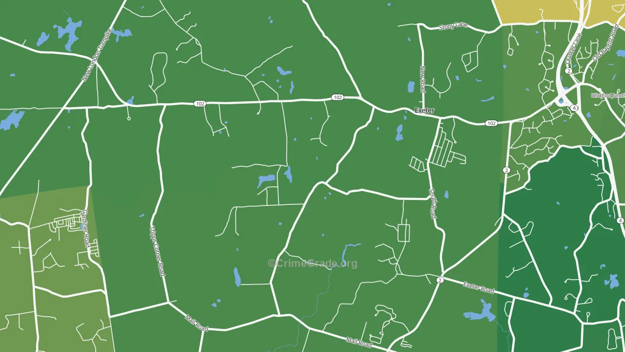 Fisherville, RI Map of Robbery Rates