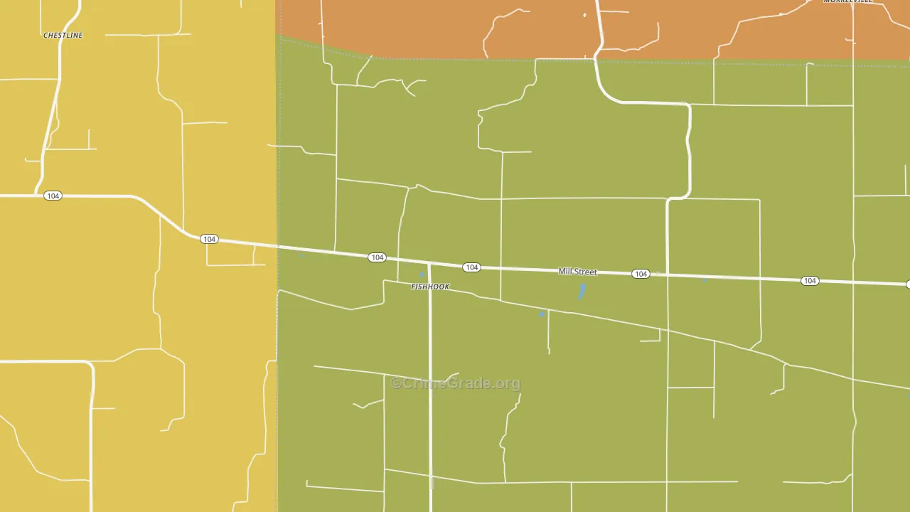 Fishhook, IL Map of Robbery Rates