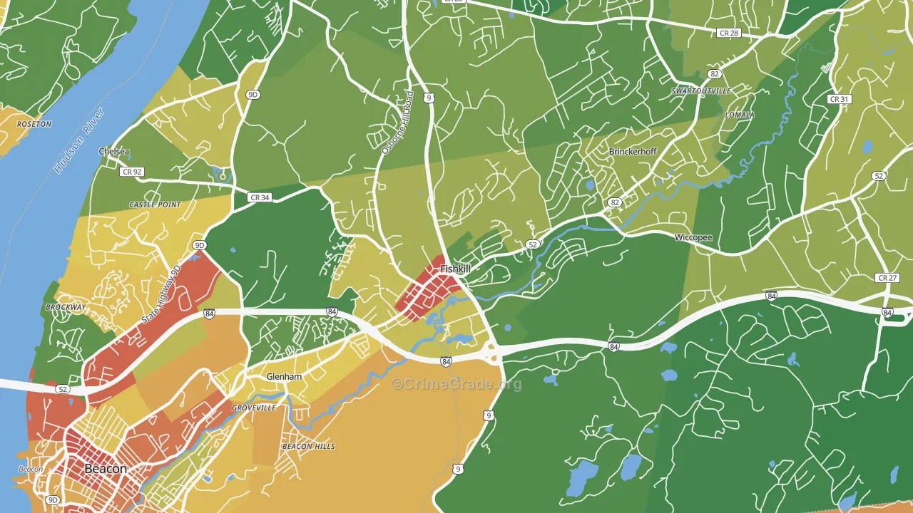 Fishkill, NY Map of Robbery Rates