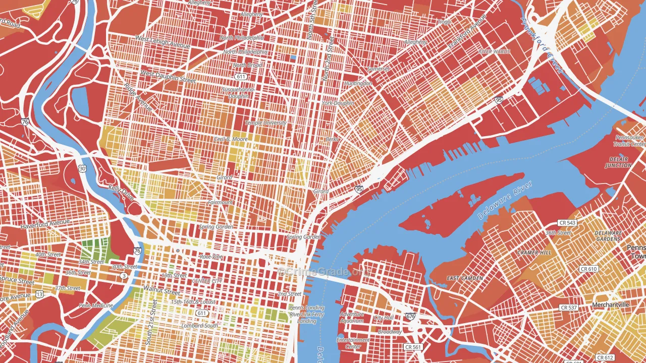 Fishtown, Philadelphia, PA Map of Robbery Rates