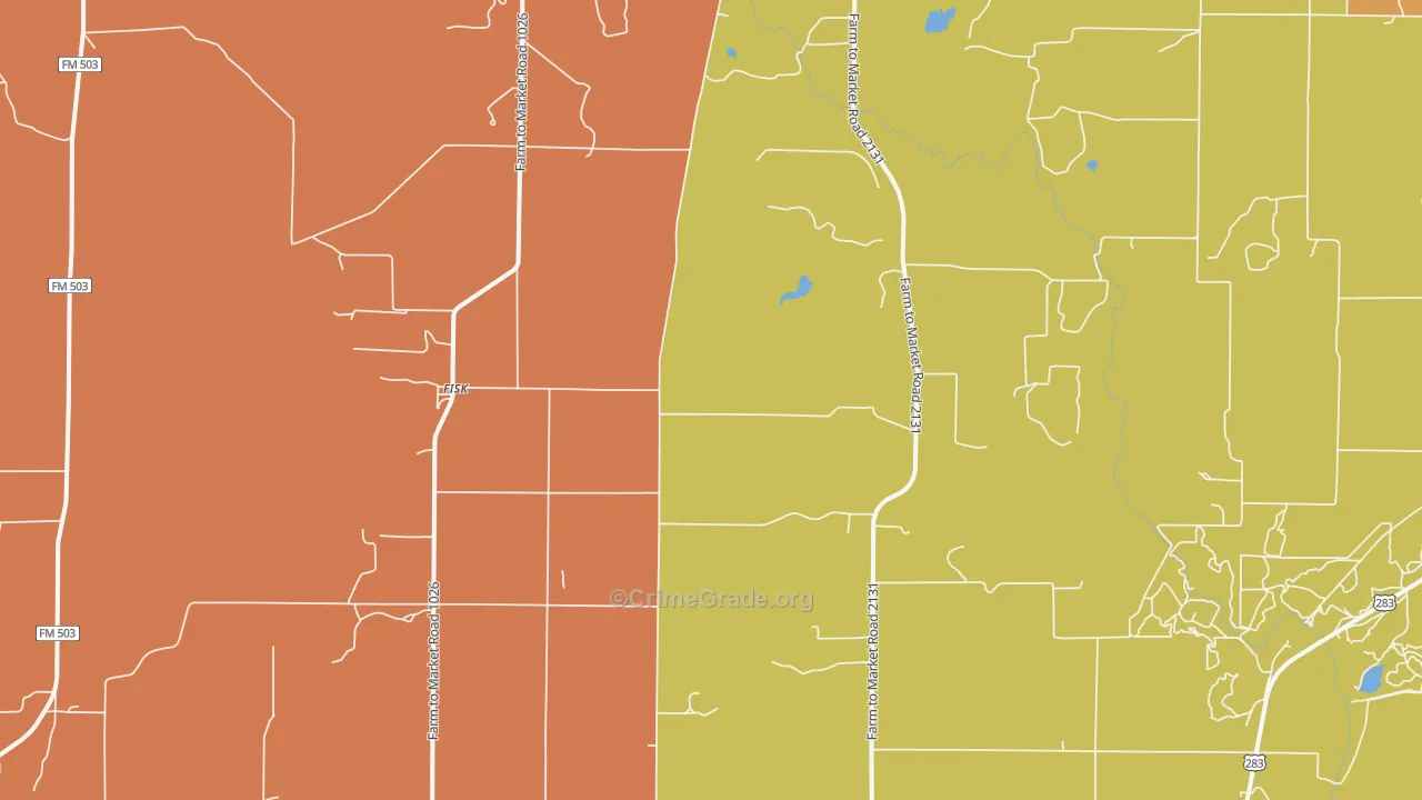 Fisk, TX Map of Robbery Rates