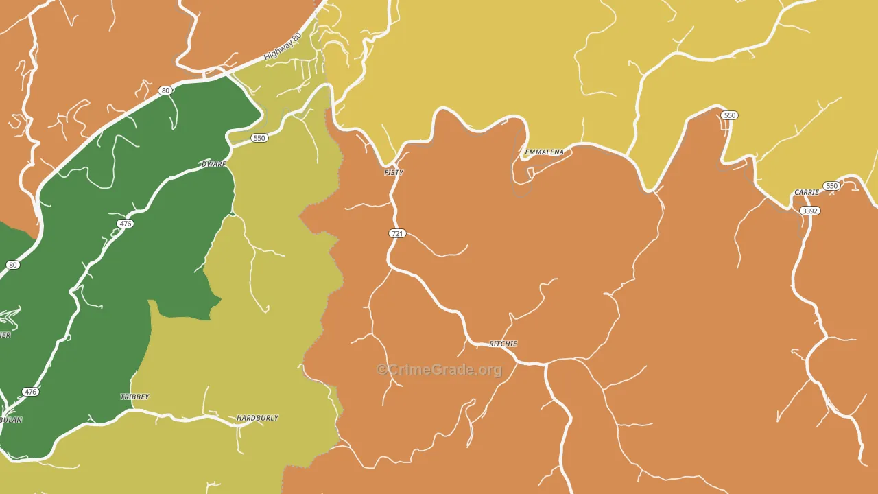 Fisty, KY Map of Robbery Rates