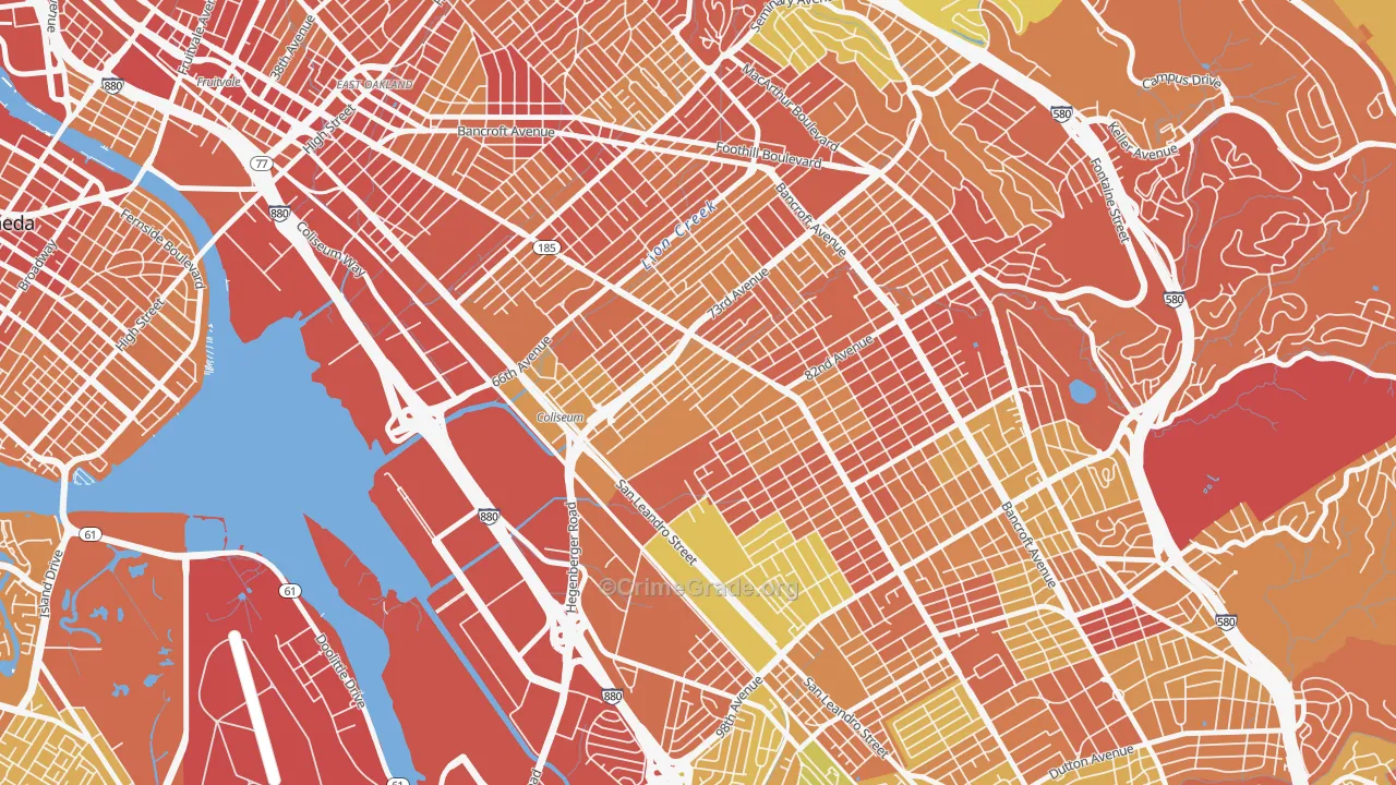 Fitchburg, Oakland, CA Map of Robbery Rates