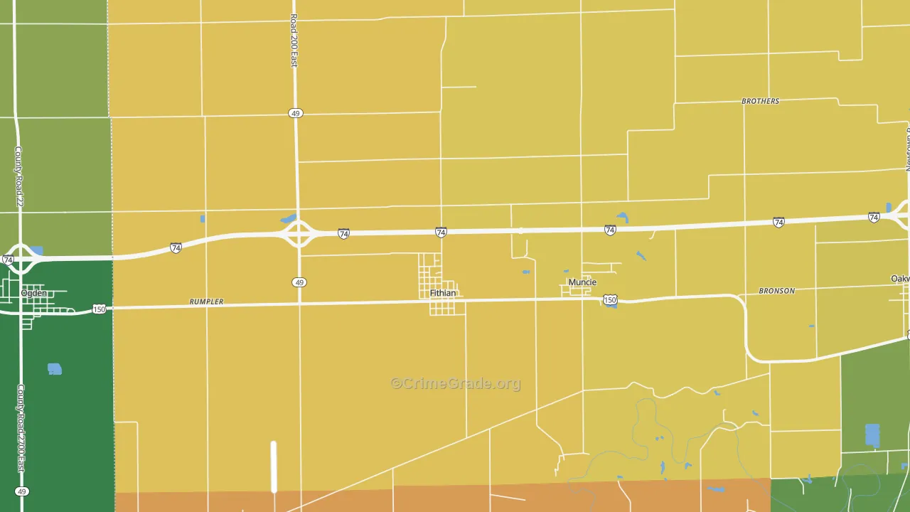 Fithian, IL Map of Robbery Rates