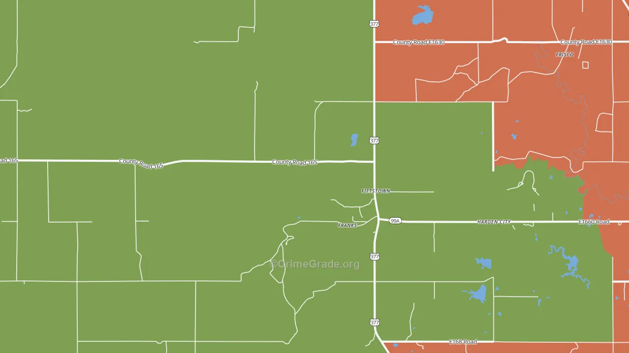 Fittstown, OK Map of Robbery Rates