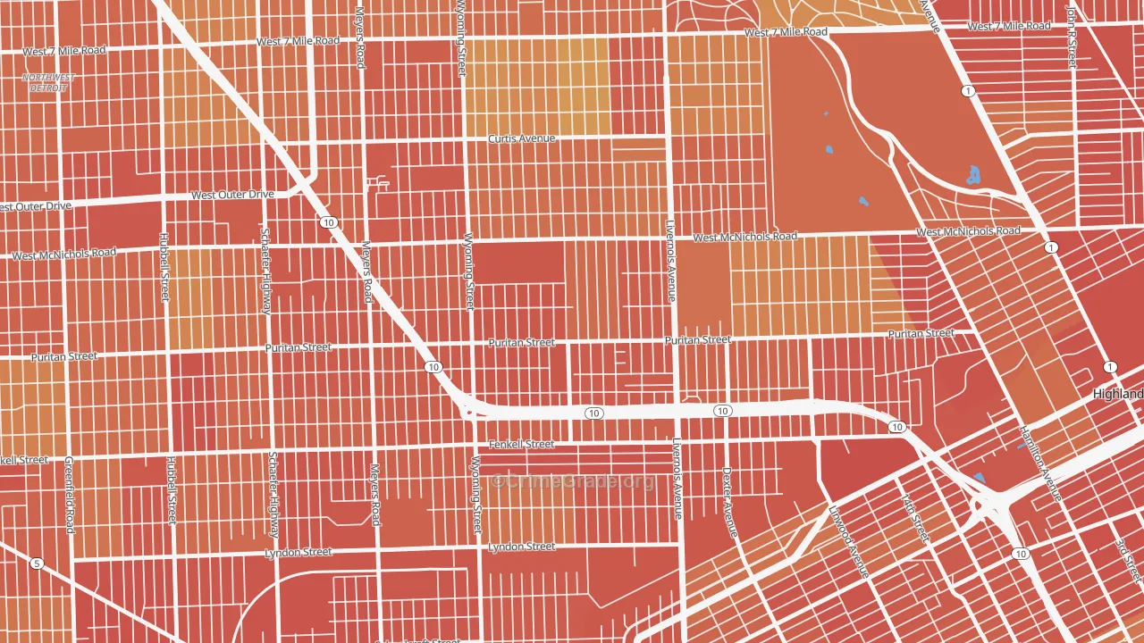Fitzgerald, Detroit, MI Map of Robbery Rates