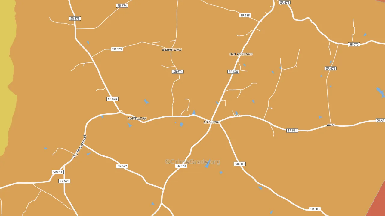 Fitzhugh, VA Map of Robbery Rates