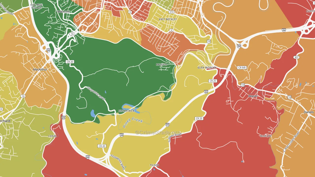 Fitzpatrick, WV Map of Robbery Rates