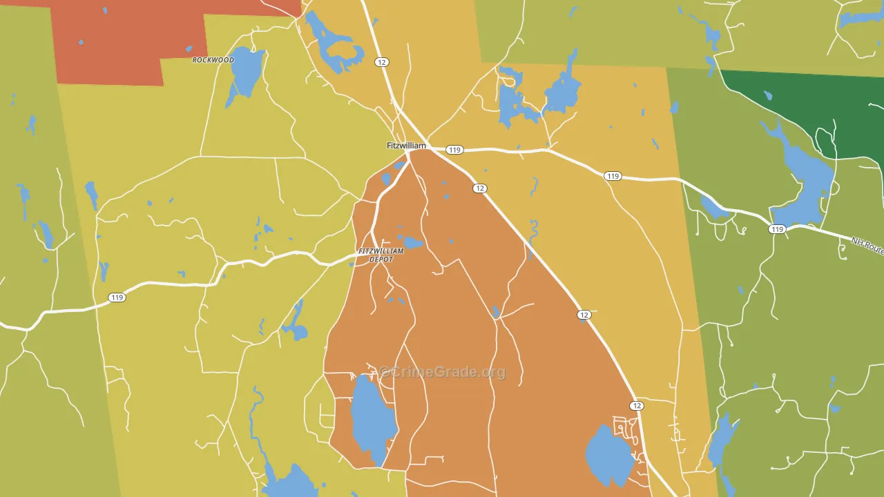Fitzwilliam, NH Map of Robbery Rates