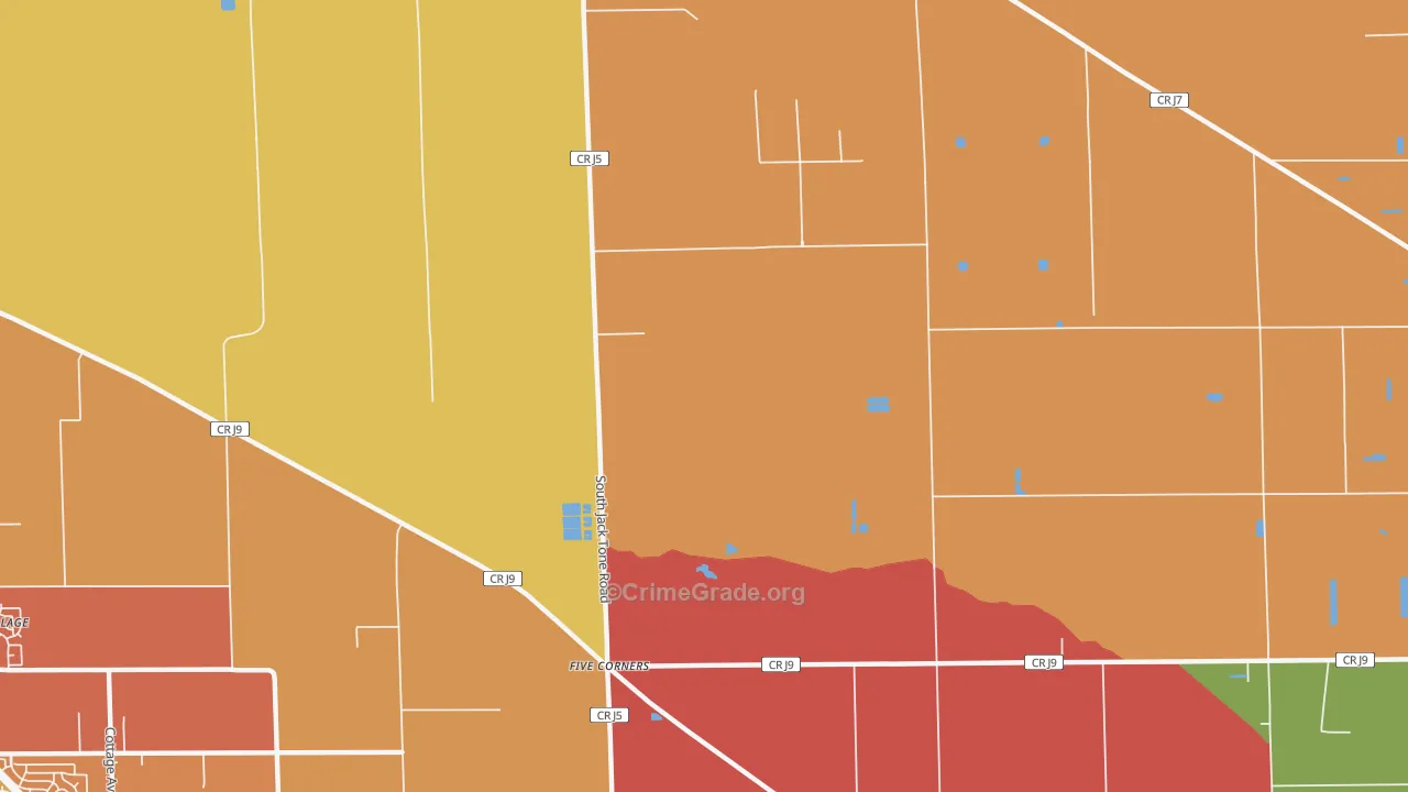 Five Corners, CA Map of Robbery Rates