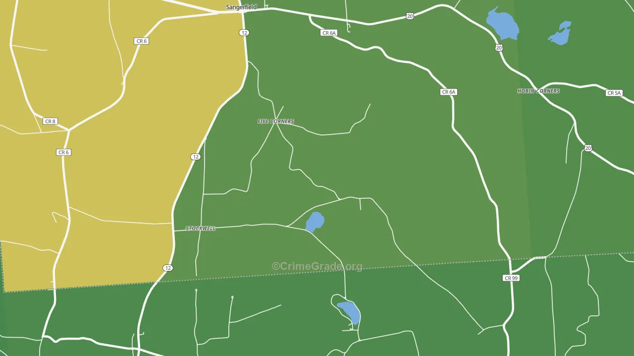 Five Corners, NY Map of Robbery Rates