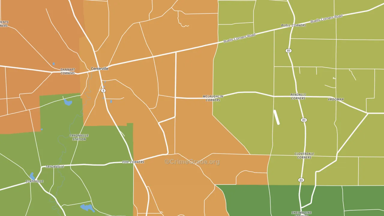 Five Corners, PA Map of Robbery Rates