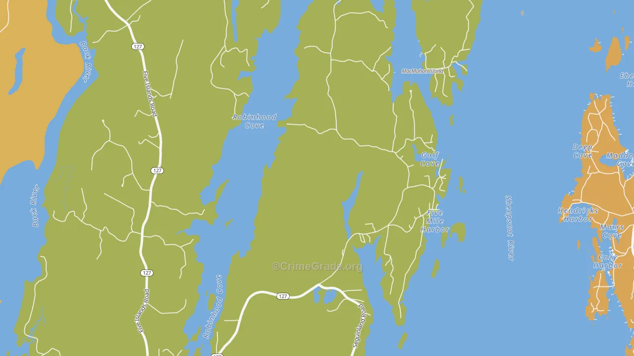 Five Islands, ME Map of Robbery Rates