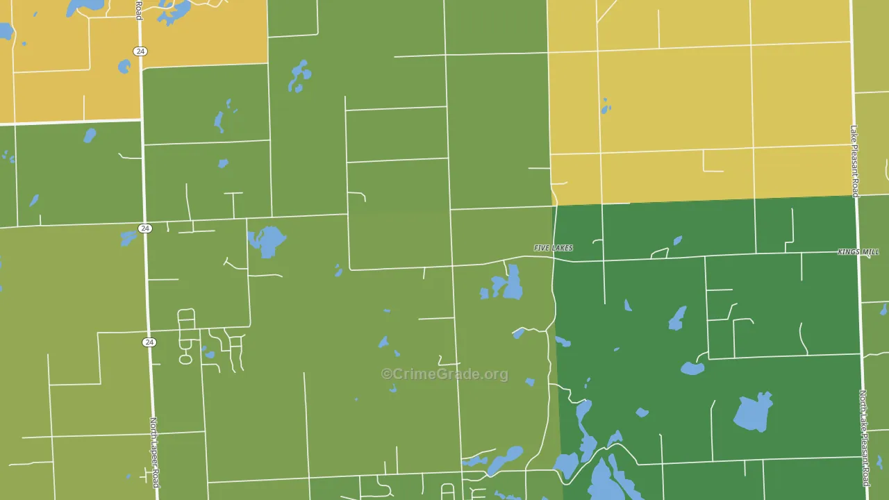 Five Lakes, MI Map of Robbery Rates