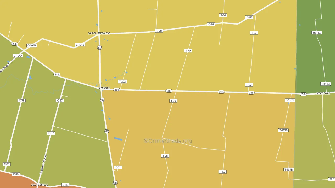 Five Mile, OH Map of Robbery Rates