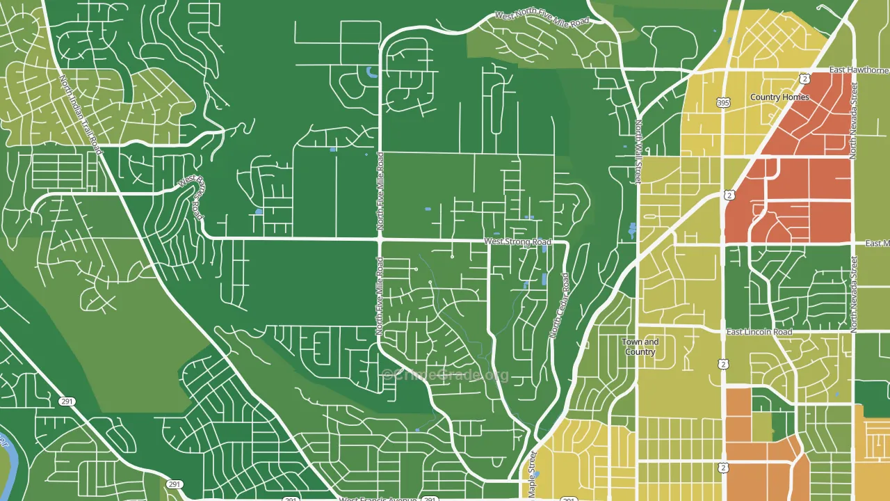 Five Mile Prairie, Spokane, WA Map of Robbery Rates