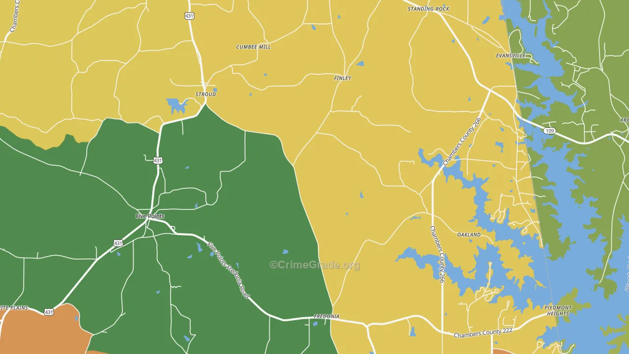 Five Points, AL Map of Robbery Rates