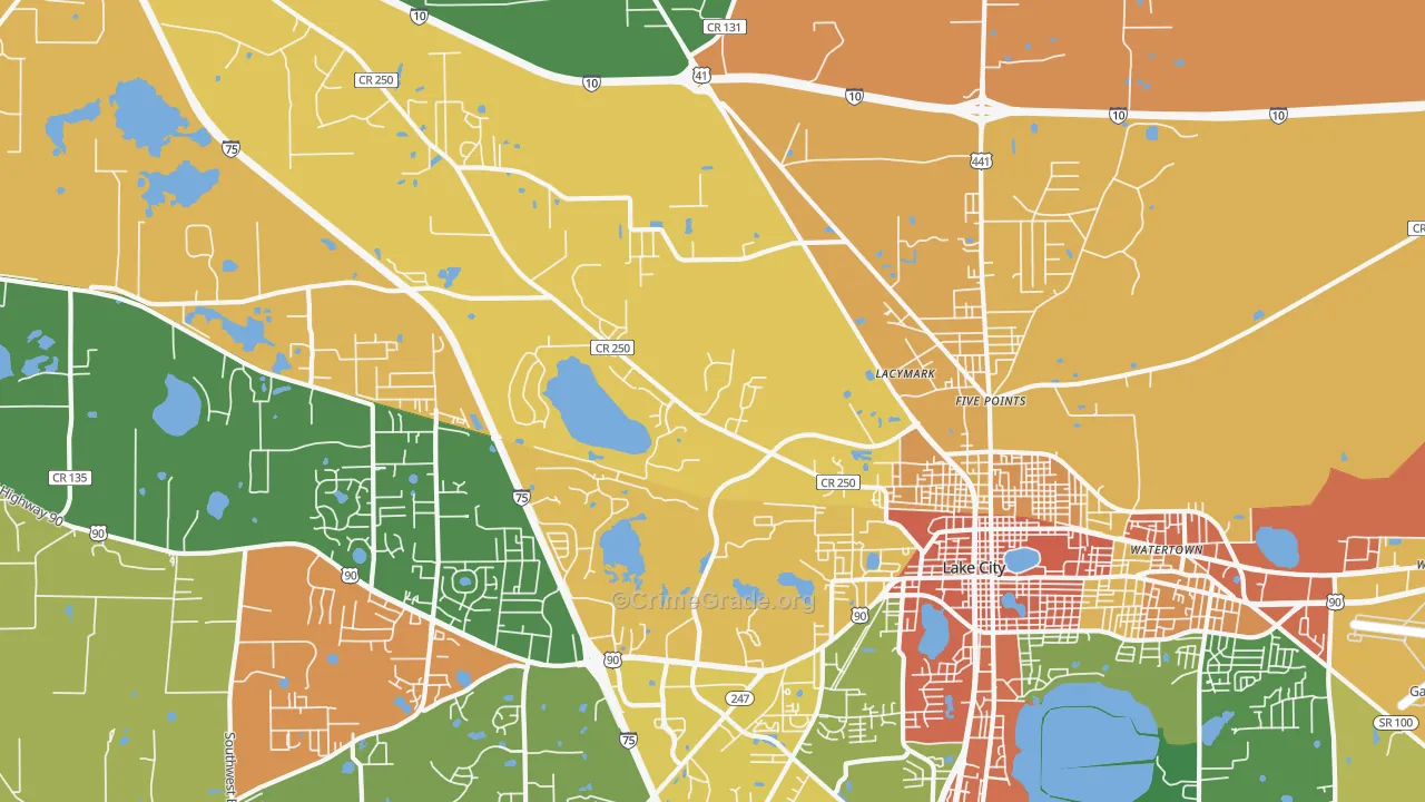 Five Points, FL Map of Robbery Rates
